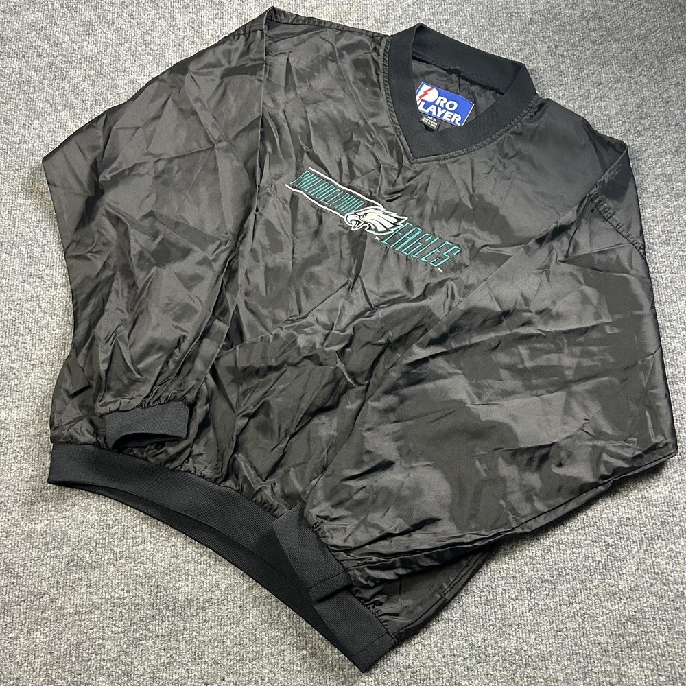 Vintage Philadelphia Eagles Jacket Mens Medium Black NFL Football Pro Player 90s
